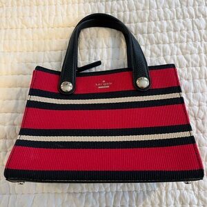 Kate Spade Red, Black, and Cream Striped Tote
